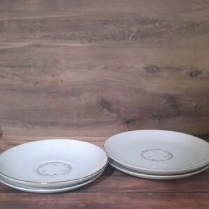 4 Pc Vintage Golden Fantasy Pattern Saucers with Gold Accent.